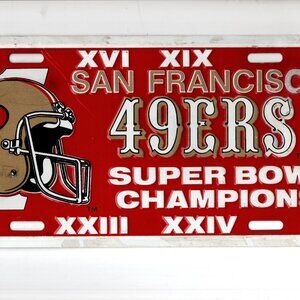 San Francisco 49ers Super Bowl Champions Metal License Plate